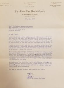 A letter typewritten on "The Mount Zion Baptist Church" letterhead signed by Edward T. Graham and addressed to Wyatt Tee Walker
